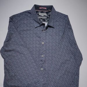 Ted Baker Shirt Size 5 L Navy Geometric Print